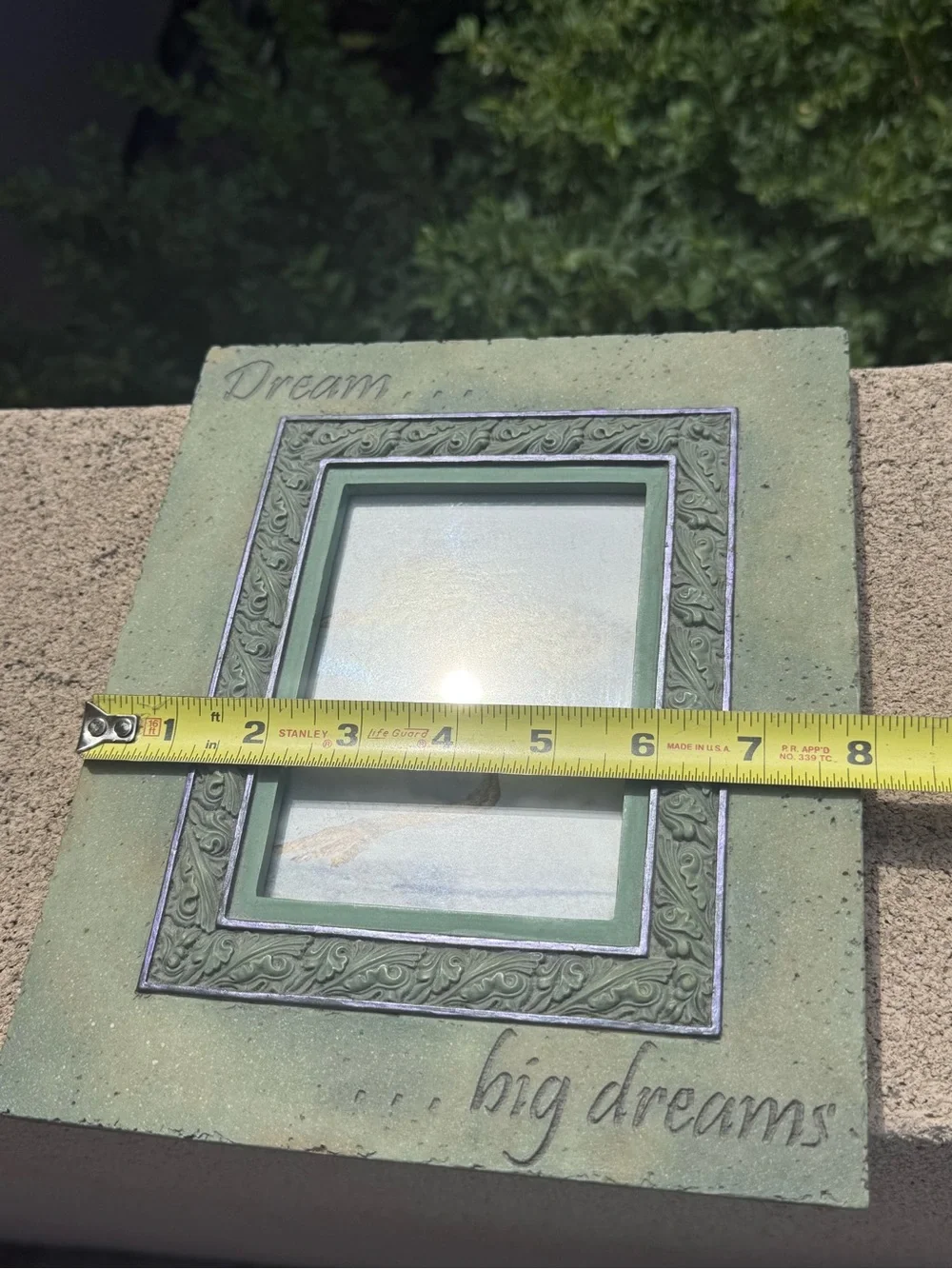 Bill Stross HearthStone Demdaco Green Embossed 'Dream' Picture Frame